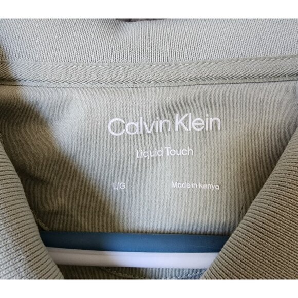 Calvin Klein Liquid Touch Green Embroidered Logo Polo Shirt Size Large Cotton - Picture 3 of 10